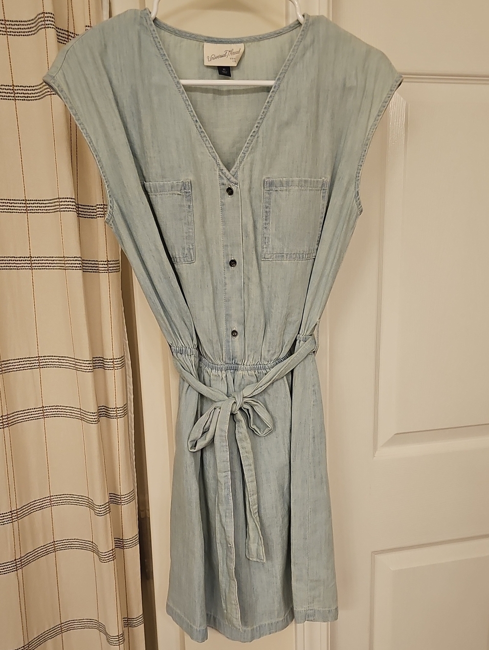 Universal Thread Light Chambray Tie-Waist Midi Dress
